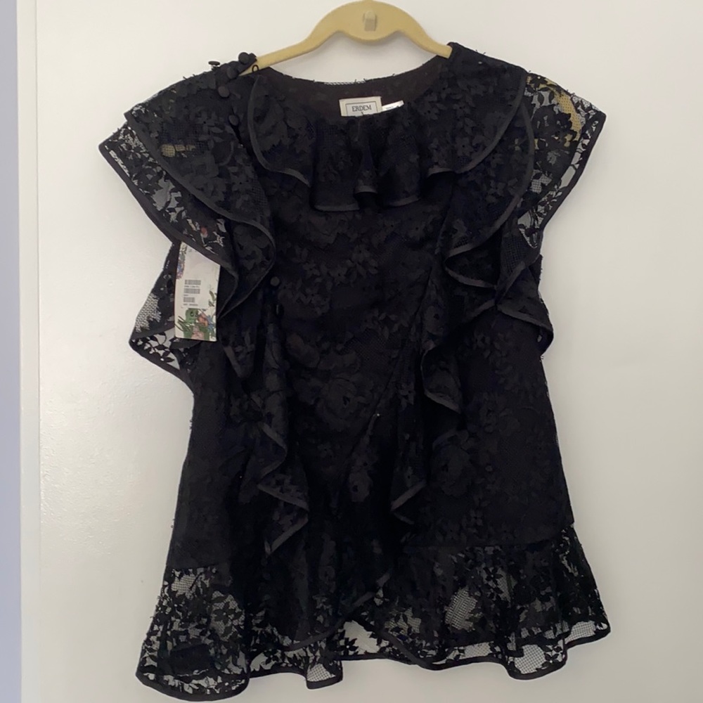 ERDEM X H&M Lace Ruffle Top with Flounces size S